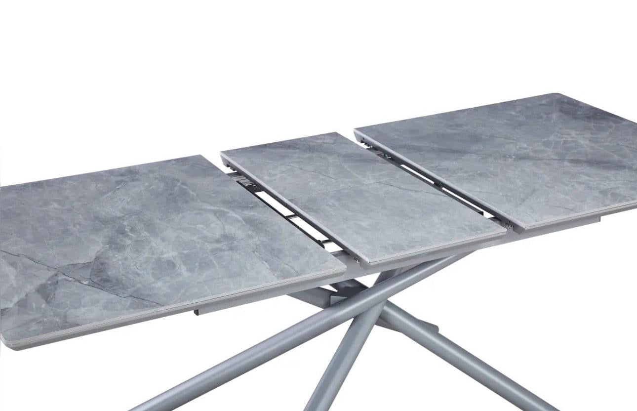 Table à manger saphirplateau marbré gris en céramique extensible