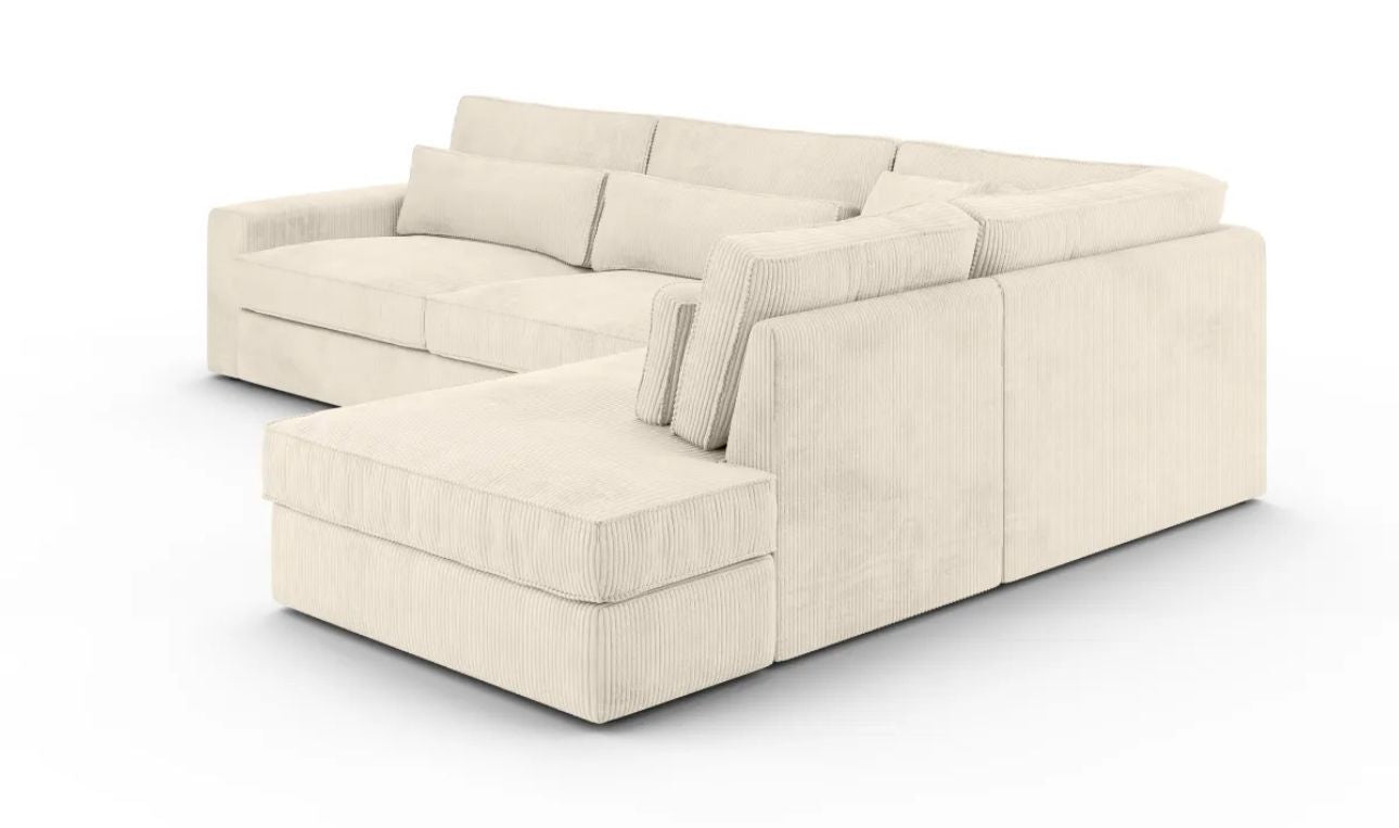 Canapéd'angle bristola tissu velours côtelé beige