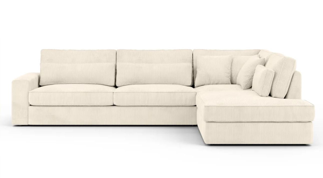 Canapéd'angle bristola tissu velours côtelé beige