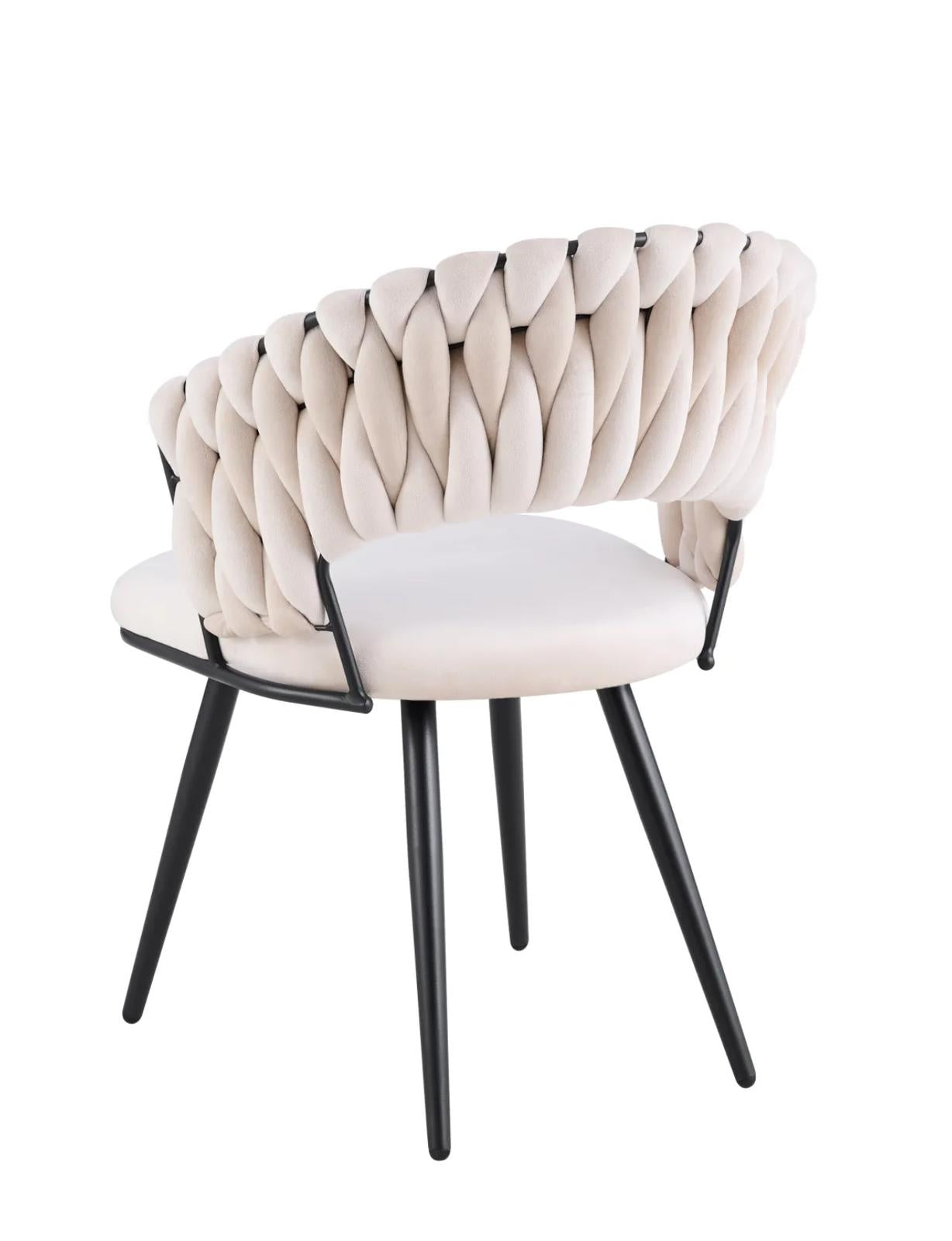 Chaise Elena beige pied noir