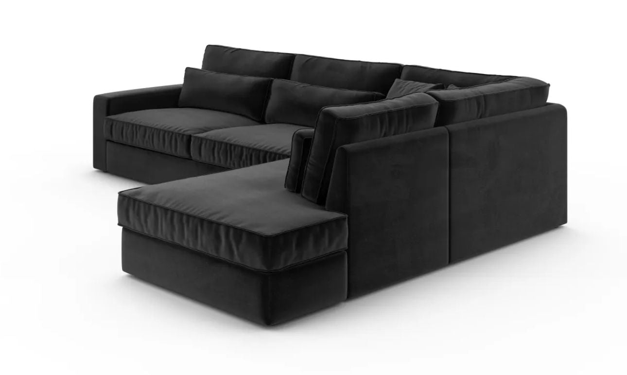 Canapé d'angle bristola tissu velours côtelé gris anthracite