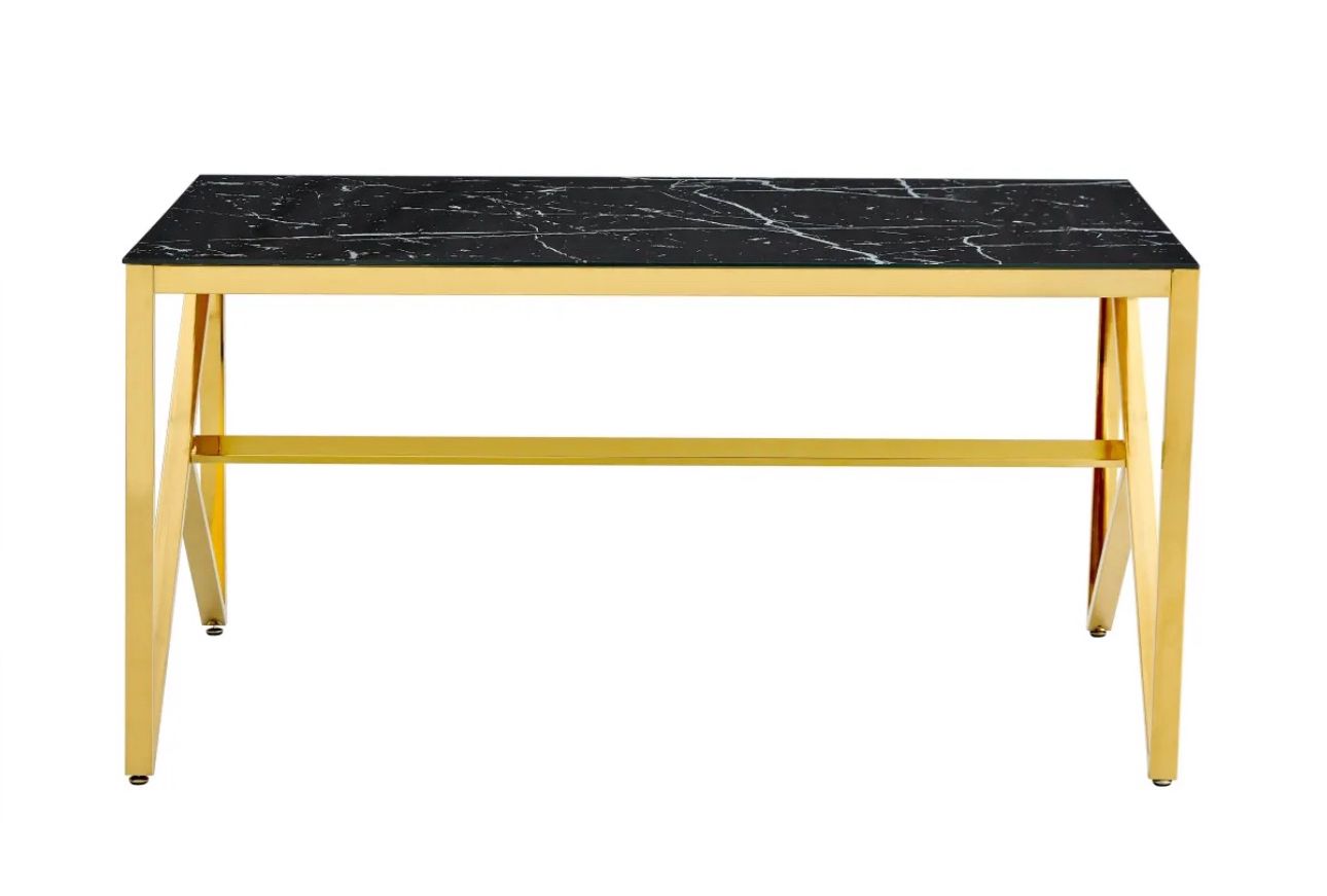 Table à manger Majestica plateaux marbré en verre trempé