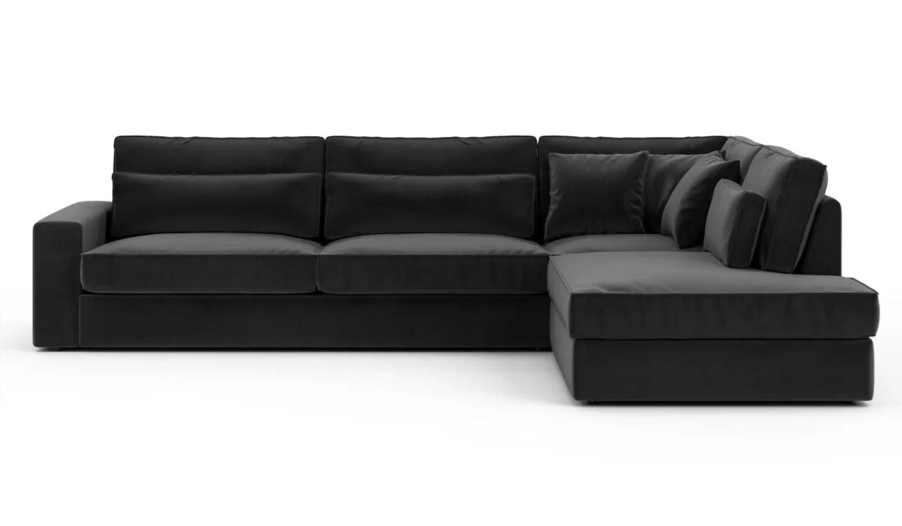 Canapé d'angle bristola tissu velours côtelé gris anthracite