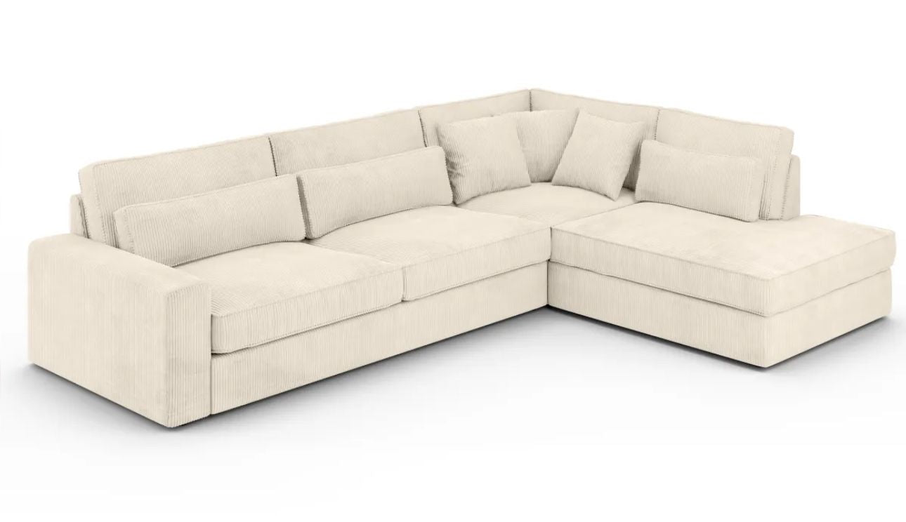 Canapéd'angle bristola tissu velours côtelé beige