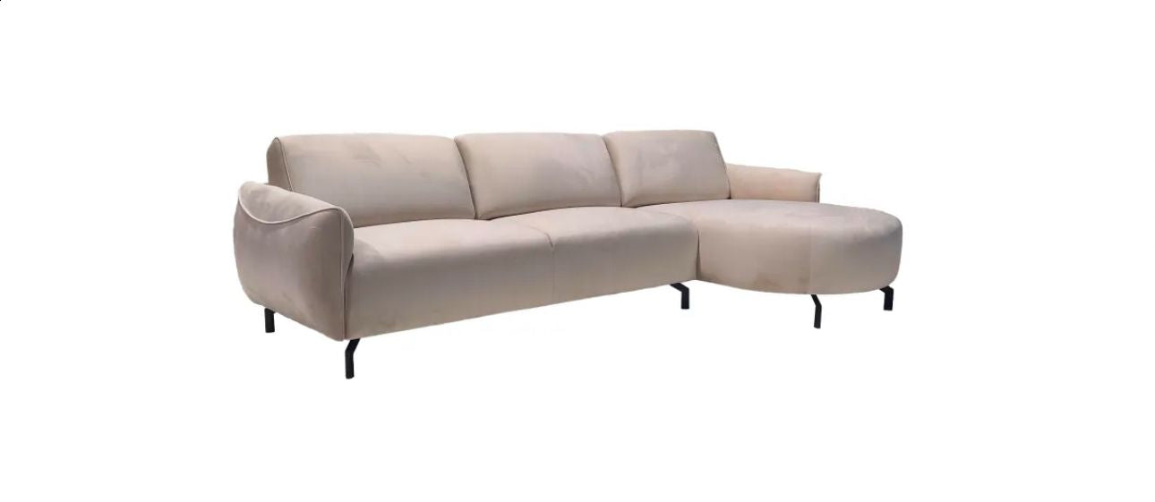 Canapé d'angle carlita tissu velours beige