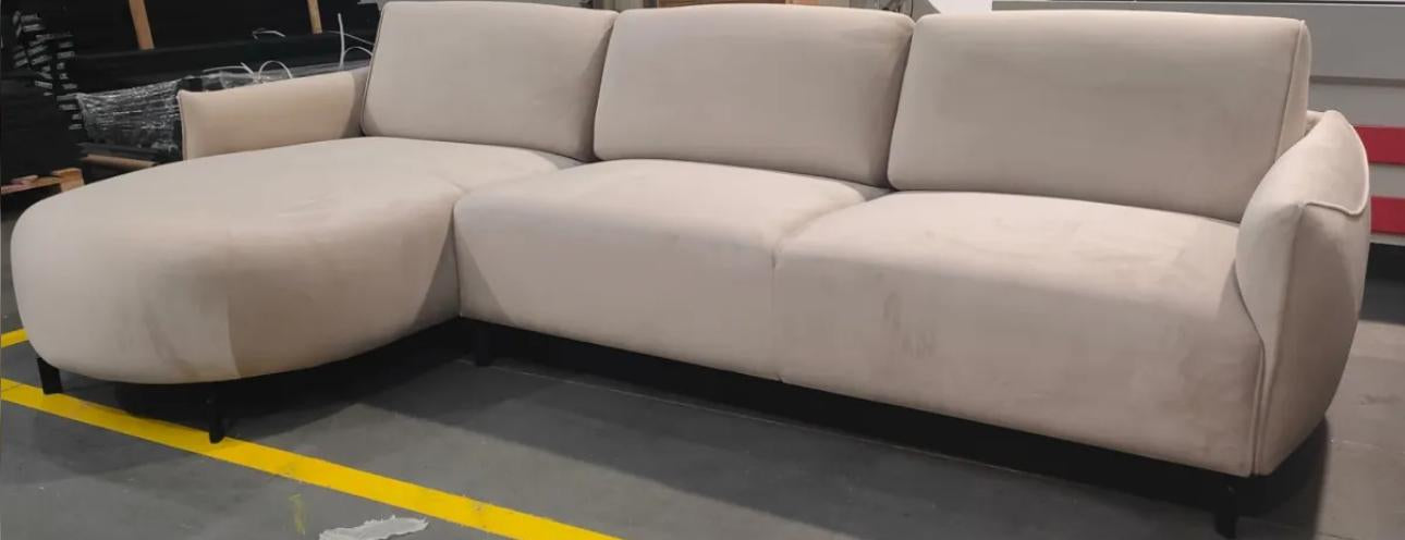 Canapé d'angle carlita tissu velours beige