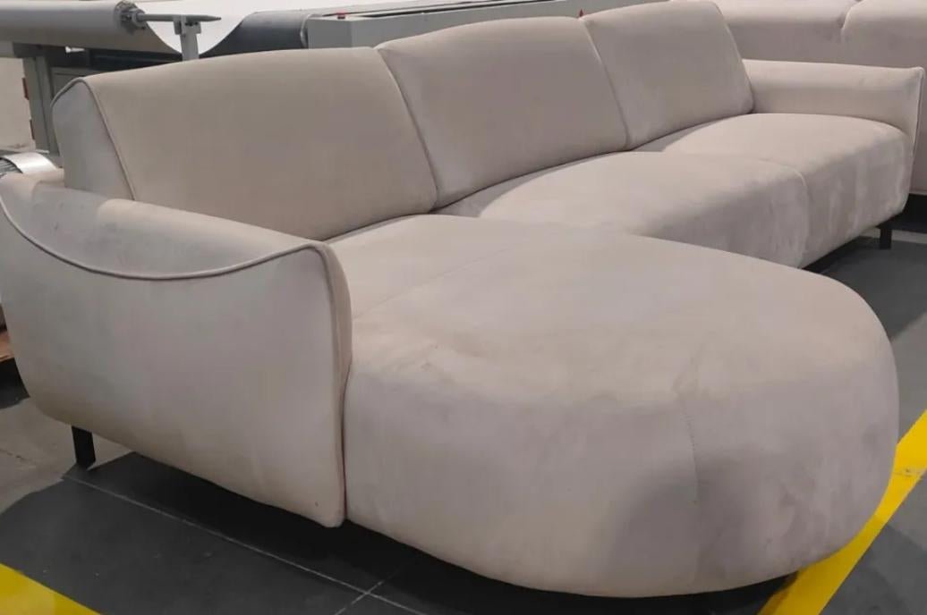 Canapé d'angle carlita tissu velours beige