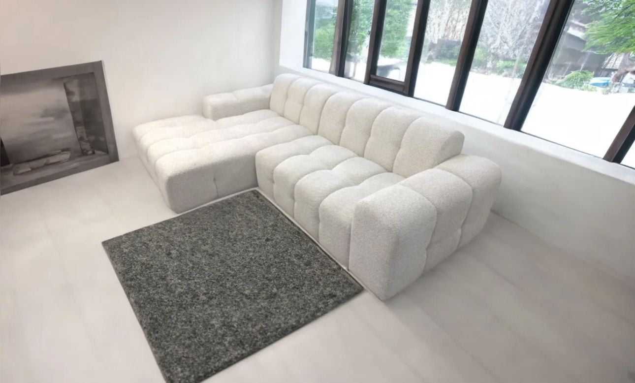 Canapé d'angle Brenda tissus boucle beige