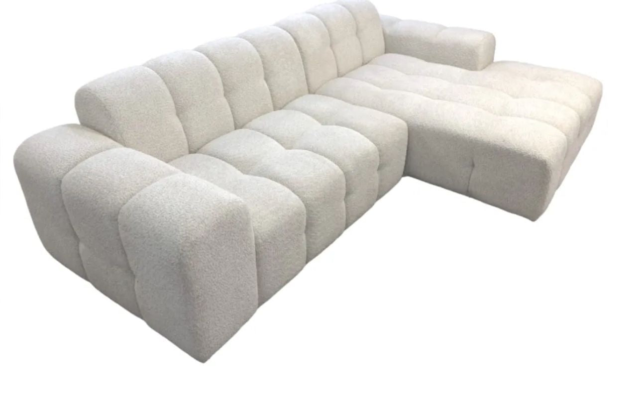 Canapé d'angle Brenda tissus boucle beige