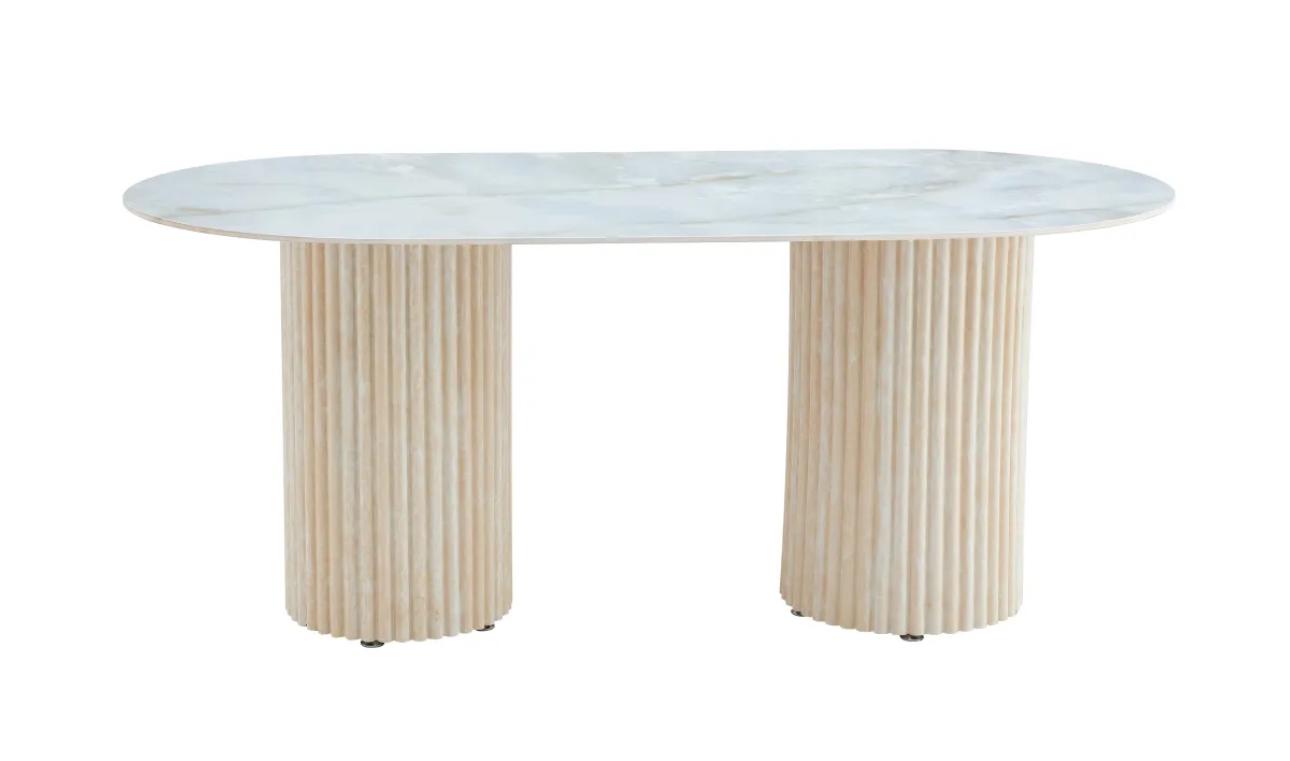 La table à manger Travertino beige plateau marbré
