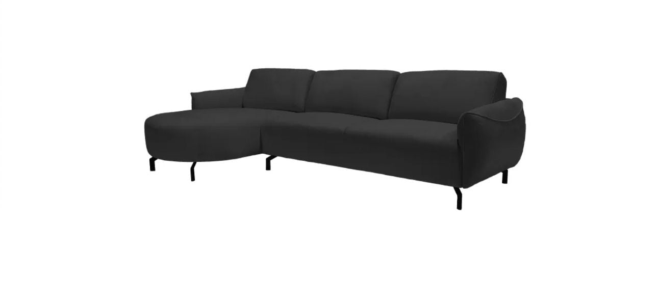Canapé d'angle carlita tissus velours anthracite