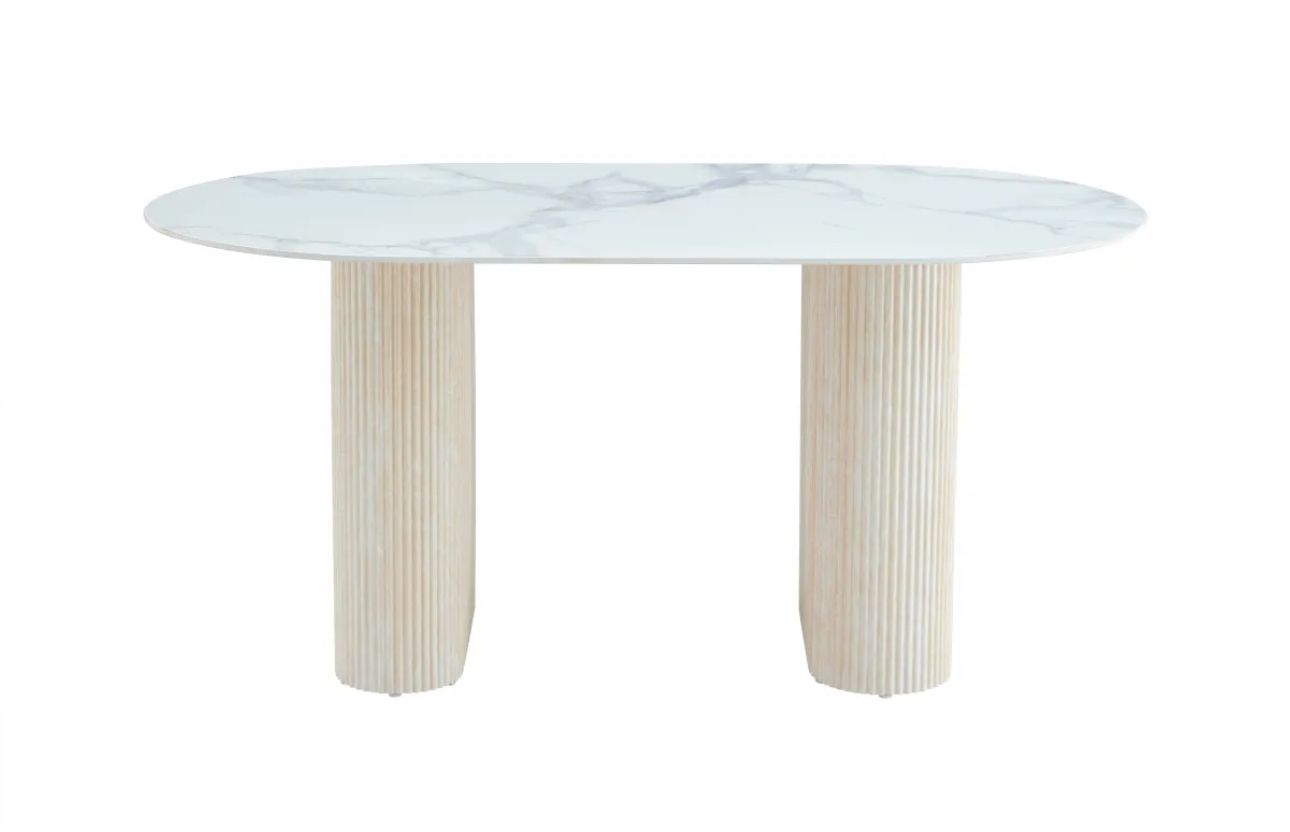 Table à manger Roxy beige plateau marbré