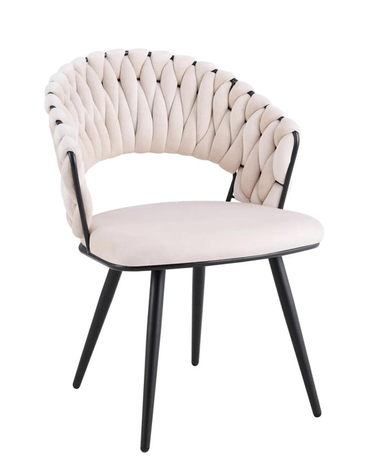 Chaise Elena beige  pied noir