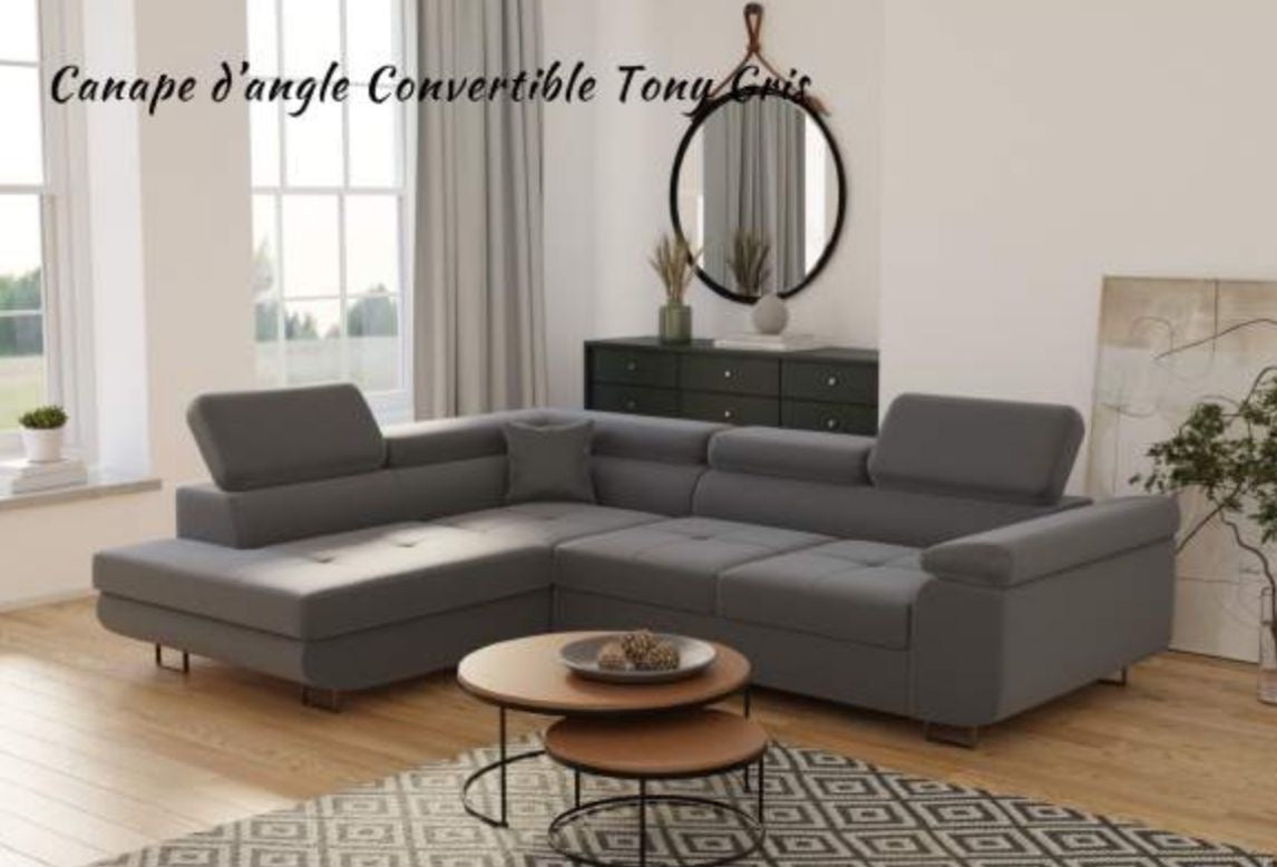 Canapé Tony convertible gris