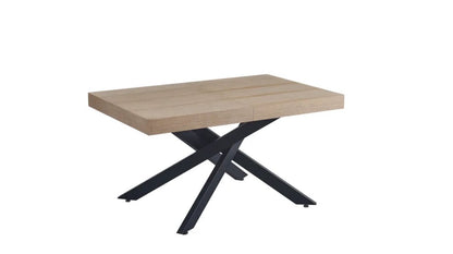 Table à manger bakara pied noir plateau chêne extensible