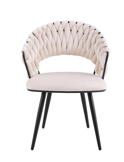 Chaise Elena beige  pied noir