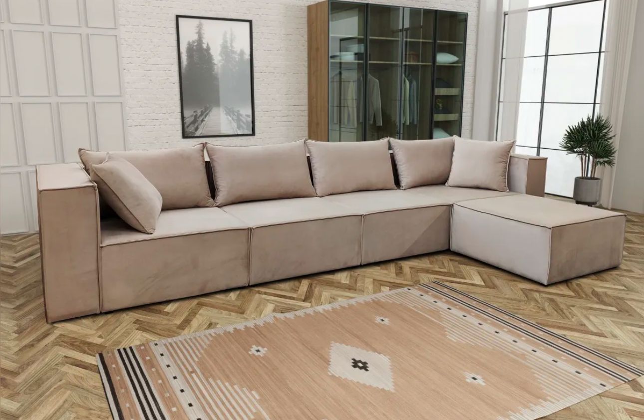 Canapé modulable velours beige