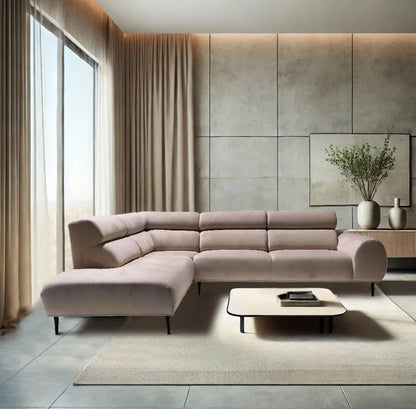 Canapé d'angle Belmondo velours beige