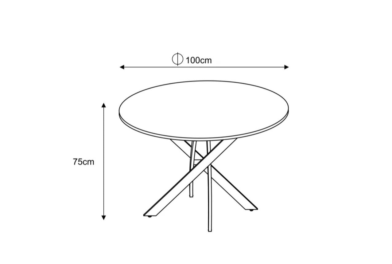 Table à manger Jessica pied or plateau blanc marbré en verre trempé