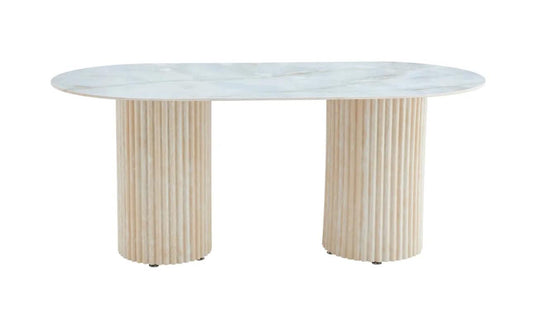 La table à manger Travertino beige plateau marbré