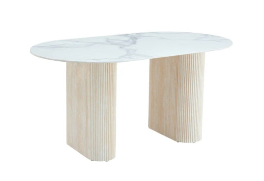 Table à manger Roxy beige plateau marbré