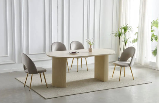 Table à manger Calypso beige plateau beige