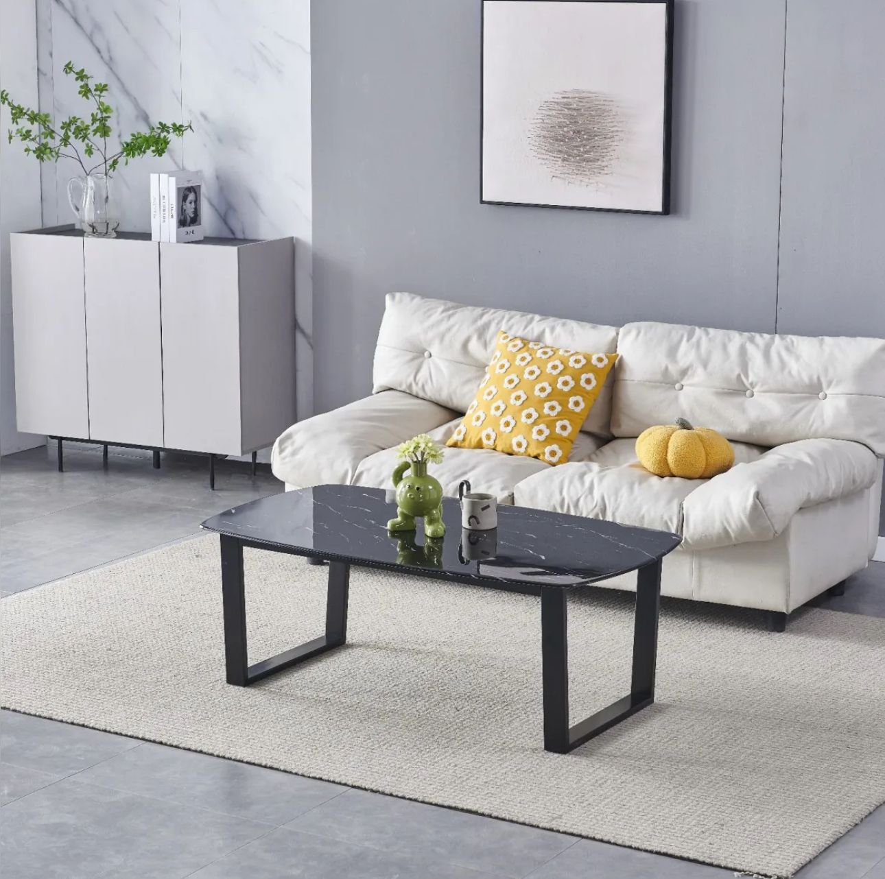 Tables basses Lola plateau noir pied noir