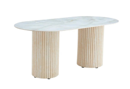 La table à manger Travertino beige plateau marbré