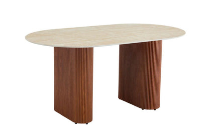 Table à manger Roxy marron plateau beige