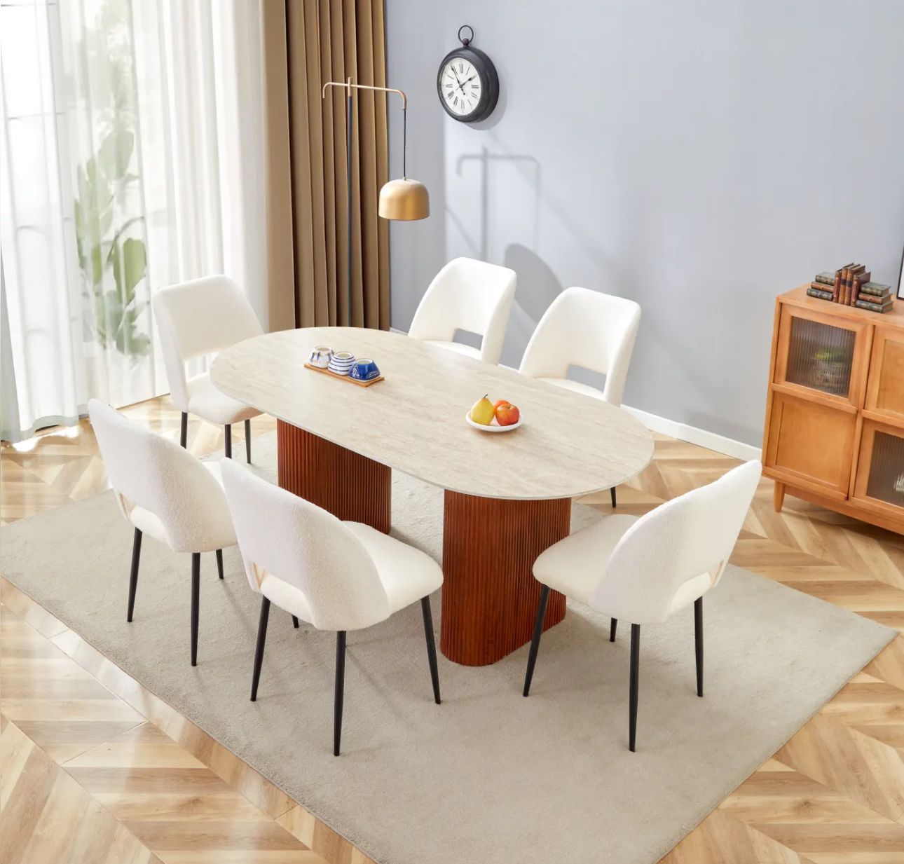 Table à manger Roxy marron plateau beige
