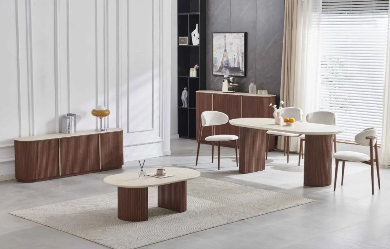 Table à manger Calypso marron plateau beige